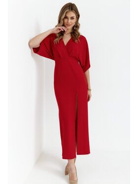 Makover Makover Sukienka codzienna K163 Czerwony Modern Fit