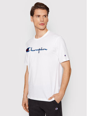 Champion Champion T-shirt Big Script Logo 216547 Bianco Comfort Fit