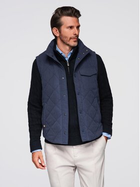 Ombre Ombre Kamizelka OM-JAVJ-0277 Granatowy Regular Fit