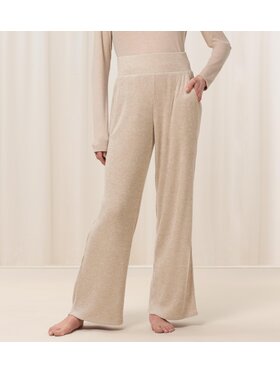 Triumph Triumph Spodnie piżamowe Thermal WIDE TROUSER HIGH WAIST Beżowy Relaxed Fit