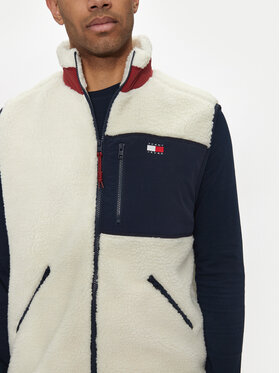 Tommy Jeans Telovnik Teddy DM0DM18900 Écru Relaxed Fit