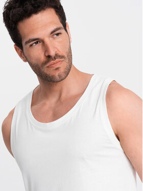 Ombre Ombre Tank top OM-TSBT-0192 Biały Regular Fit