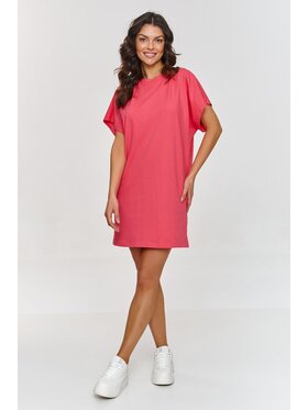 Makadamia Makadamia Sukienka codzienna M875 Koralowy Baggy Fit