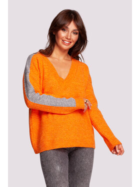 BeWear BeWear Sweter BK093 Pomarańczowy Modern Fit