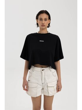 Misaga Misaga T-Shirt Brunch Crop T-Shirt Czarny Relaxed Fit
