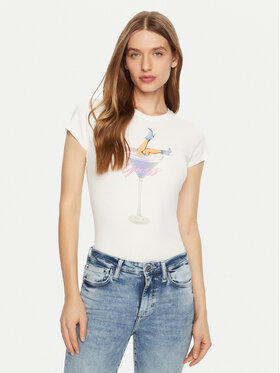 Guess Guess T-Shirt W5RI29 KA0Q1 Biały Regular Fit