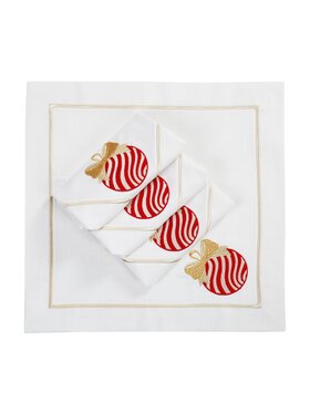 Roseberry Home Roseberry Home Serwetki Christmas Bauble Panama Biały