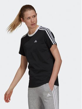 adidas adidas T-krekls Essentials 3-Stripes GS1379 Melns Loose Fit