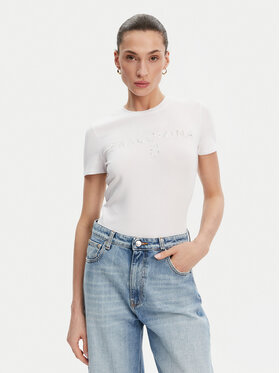 Fracomina Fracomina Tricou FP25ST3011J449N5 Alb Slim Fit