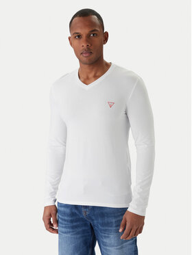 Guess Guess Pikkade varrukatega T-särk M2YI08 J1314 Valge Slim Fit