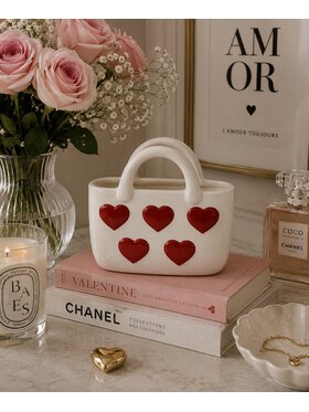 MIAhome MIAhome Wazon ceramiczny 17,7x10x18 cm TORBA w serca Biały