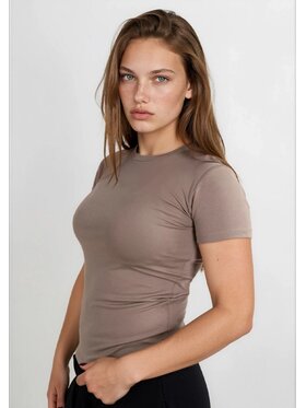 DKaren Sport DKaren Sport Bluzka DK31 Krótki Beżowy Classic Fit