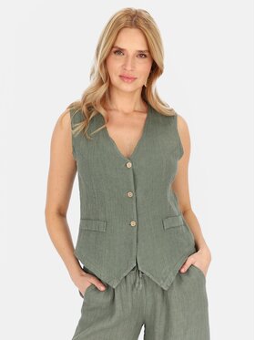 Perso Perso Kamizelka CHCE255487F Khaki Regular Fit