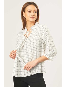QUIOSQUE QUIOSQUE Bluzka GOFFER SHIRT Biały Regular Fit