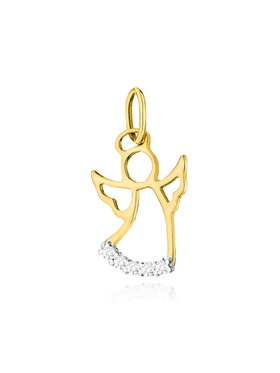 Fugart Fugart Naszyjnik Zawieszka aniołek z żółtego złota z brylantem 0.7 ct FZ504-585-B0.07 Złoty