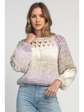 Fobya Fobya Sweter F1976 Beżowy Basic Fit
