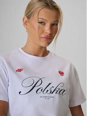 4F 4F T-Shirt STREFA KIBICA Biały Loose Fit
