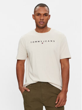 Tommy Jeans Tommy Jeans T-Shirt Linear Logo DM0DM17993 Beżowy Regular Fit