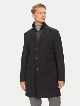 BOSS Boss Gyapjú kabát H-Hyde 50502255 Sötétkék Slim Fit