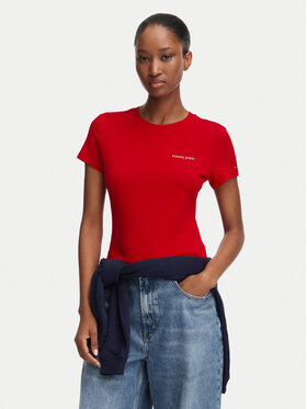 Tommy Jeans Tommy Jeans Marškinėliai Ess Logo DW0DW23479 Tamsiai raudona Slim Fit