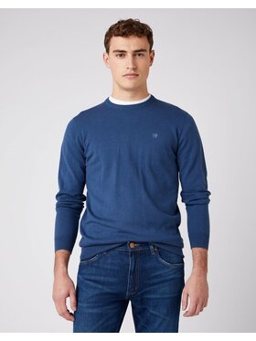 Wrangler Wrangler Sweter CREW KNIT Niebieski Regular Fit