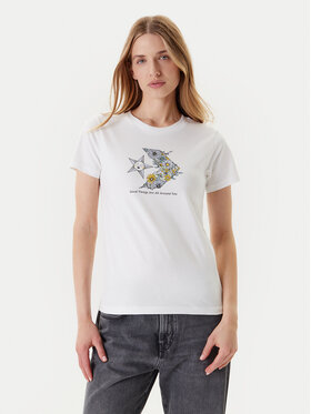 Converse Converse T-Shirt Nature Star Chevron 10027752-A02 Biały Regular Fit