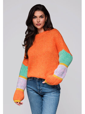 Ombre Ombre Sweter LW-SWSW-0107 Pomarańczowy Oversize