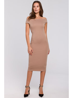 Makover Makover Vestito di maglia K001 Beige Regular Fit