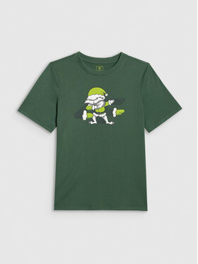 4F 4F T-Shirt CHRISTMAS DROP Zielony ciemny Regular Fit