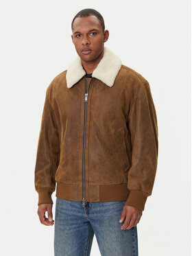 BOSS BOSS Nahkjope Jonier 50547567 Beež Relaxed Fit