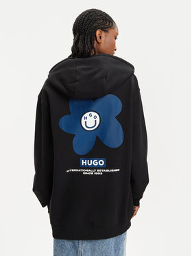 Hugo Majica Dugih Rukava 50510885 Crna Oversize