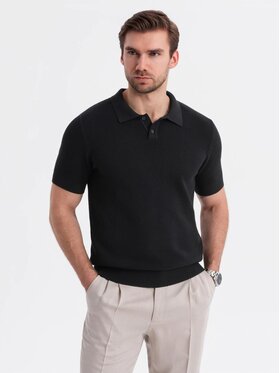 Ombre Ombre Polo OM-POSS-0117 Czarny Regular Fit