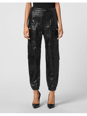 PHILIPP PLEIN PHILIPP PLEIN Kožené nohavice 4767 Čierna Jegging Fit