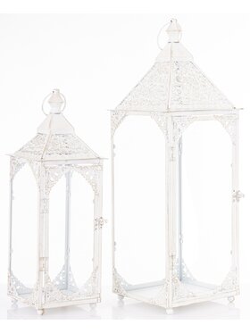 MIAhome MIAhome Zestaw 2 lampionów metalowych białych BLANKU 48/64 x 17/22 cm Biały