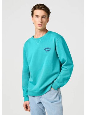 Wrangler Wrangler Bluza SMALL LOGO CREW SWS Turkusowy Regular Fit