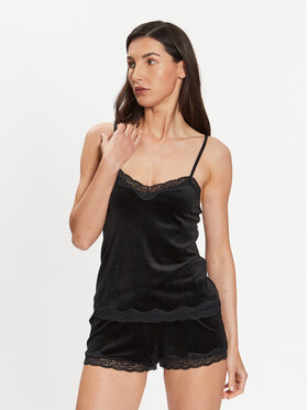 Hunkemöller Hunkemöller Pyžamový top Scallop 185927 Čierna Basic Fit