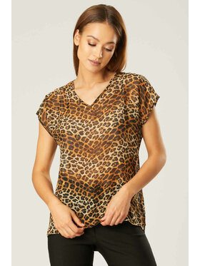 QUIOSQUE QUIOSQUE Bluzka 16-TK-206 Brązowy Regular Fit