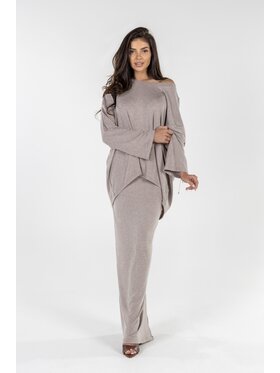 Agatha Studio Agatha Studio Komplet sweter i spódnica ołówkowa A26ZS-KS-K07 Beżowy Slim Fit