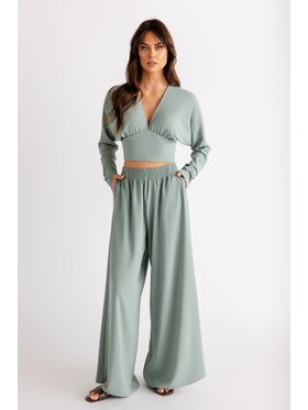 STONE SKIRTS STONE SKIRTS Komplet koszula i spodnie materiałowe Rossalin Zielony Relaxed Fit