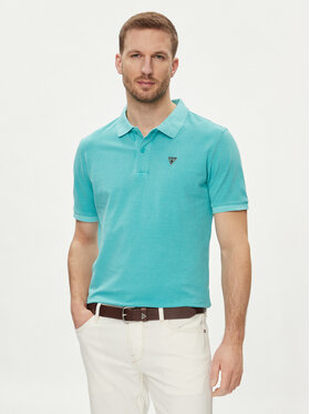 Guess Guess Polo F3GP00 K9WF1 Turkusowy Regular Fit
