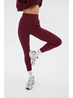 Chiara Wear Chiara Wear Legginsy Legginsy push-up w prążek Bordowy Skinny Fit