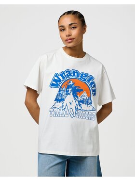 Wrangler Wrangler T-Shirt GIRLFRIEND TEE Biały Relaxed Fit