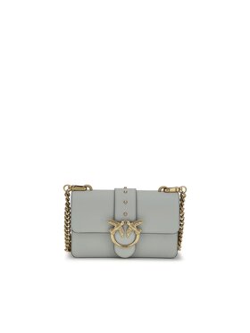 PINKO PINKO Kabelka Gray Calf Leather Bos Taurus Shoulder Sivá