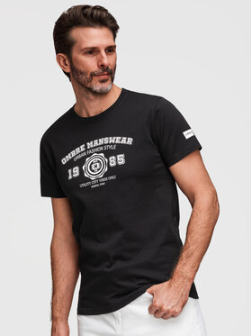 Ombre Ombre T-Shirt OM-TSPT-0269 Czarny Regular Fit