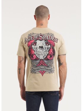 PITBULL PITBULL T-Shirt Koszulka męska Denim Washed ACE OF SPADES II S Beżowy Regular Fit
