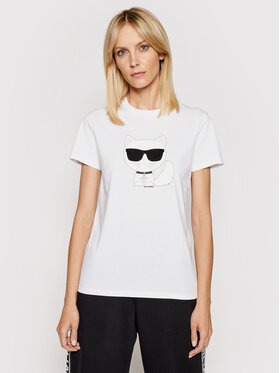 KARL LAGERFELD KARL LAGERFELD Póló Ikonik Choupette 210W1723 Fehér Regular Fit