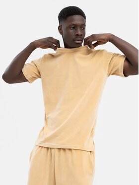 Jigga Wear Jigga Wear T-Shirt Koszulka Z Krótkim Rękawem Welurowa Męska Jasna Brązowa Jigga Classic Velour M Brązowy Regular Fit
