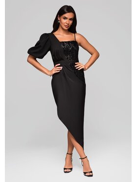 Ombre Ombre Sukienka wieczorowa LA-OM-DLR216 Czarny Regular Fit