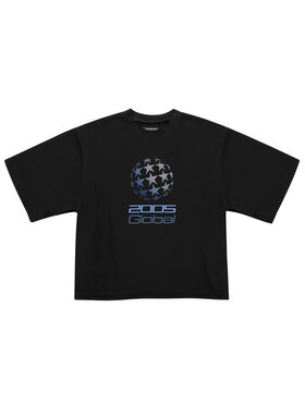 2005 2005 T-Shirt Virtual Plaza Czarny Oversize
