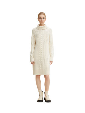Tom Tailor Tom Tailor Плетена рокля 1034064 Бял Regular Fit